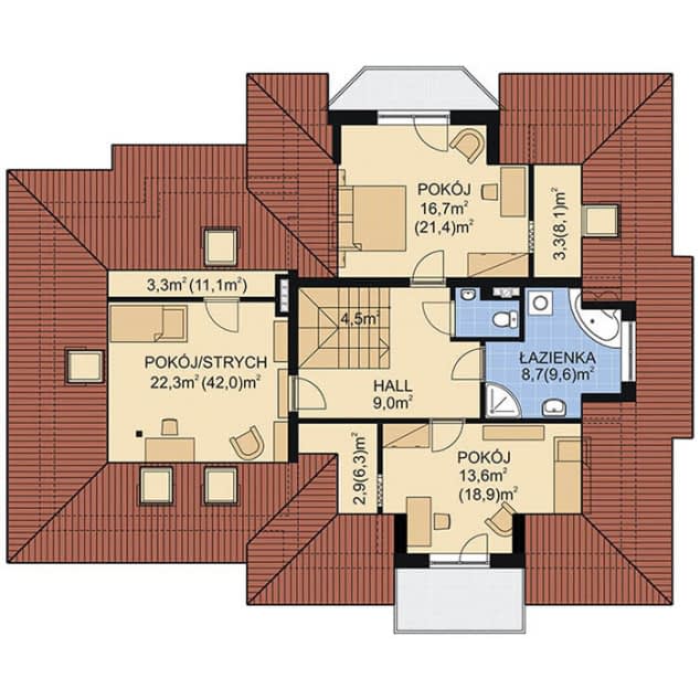 Rzut projektu APS 160 + 2G - Poddasze