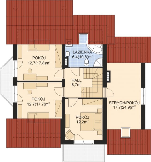 Rzut projektu APS 161 - Poddasze