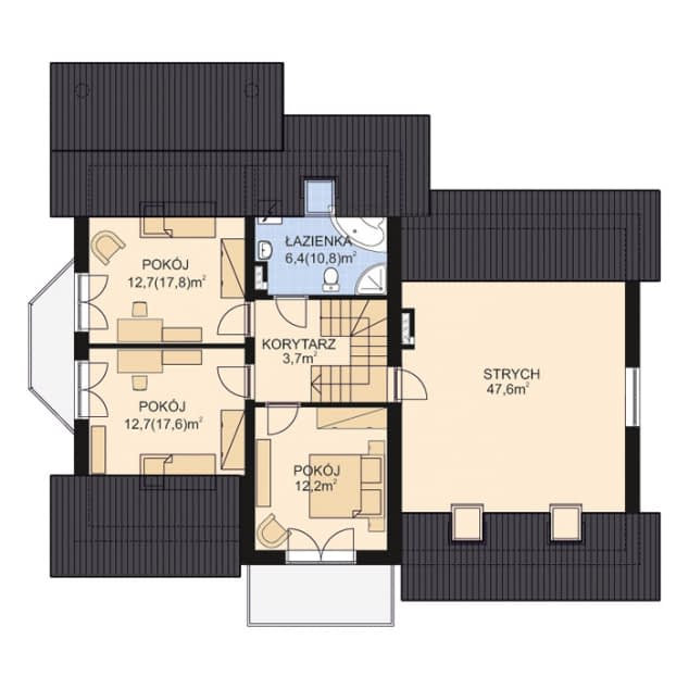 Rzut projektu APS 161 + 2G - Poddasze