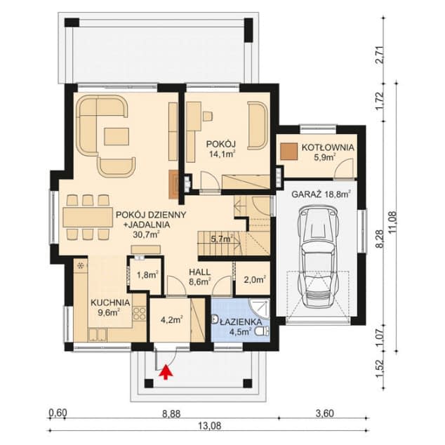 Rzut projektu APS 162 NEW - Parter