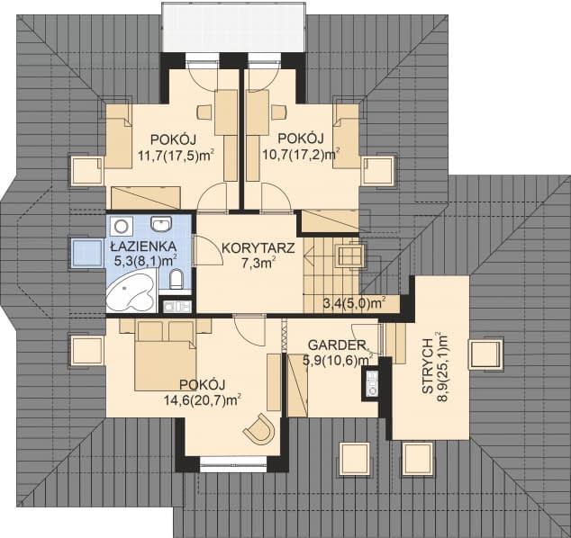Rzut projektu APS 163 - Poddasze