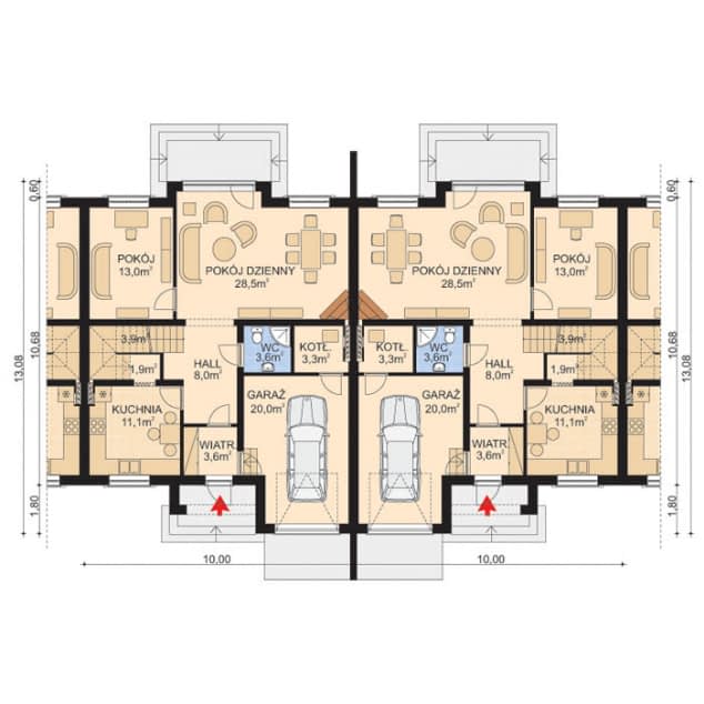 Rzut projektu APS 170 - Parter