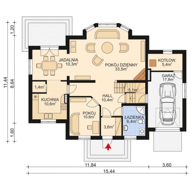 Rzut projektu APS 171 - Parter