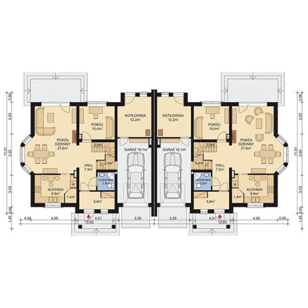 Rzut projektu APS 182 - Parter