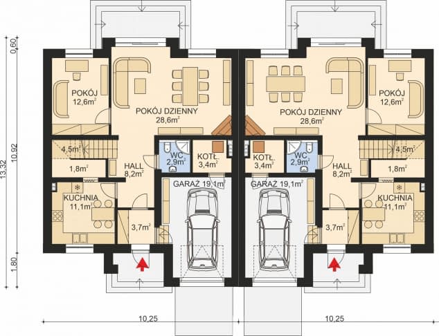Rzut projektu APS 185 - Parter