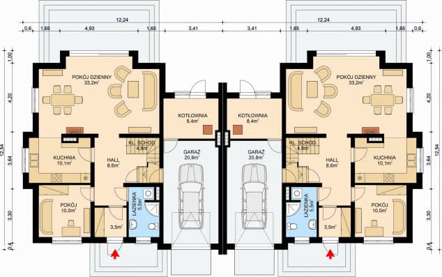 Rzut projektu APS 192 - Parter