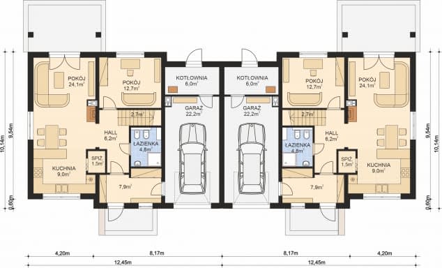 Rzut projektu APS 194 NEW DWULOKALOWY - Parter