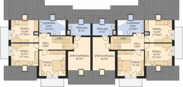 Rzut projektu APS 194 NEW DWULOKALOWY - Poddasze