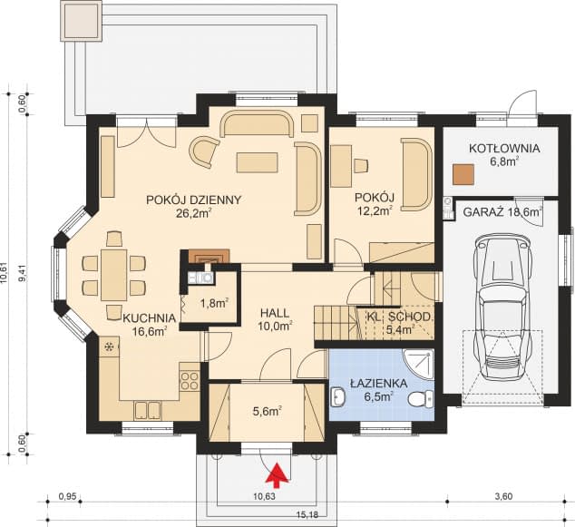 Rzut projektu APS 183 - Parter