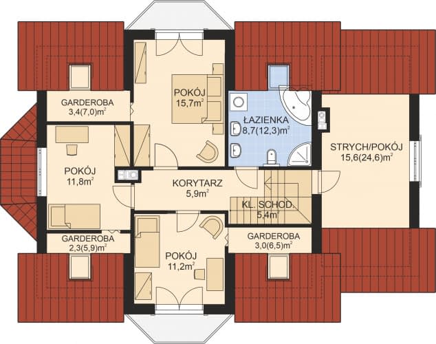 Rzut projektu APS 183 - Poddasze