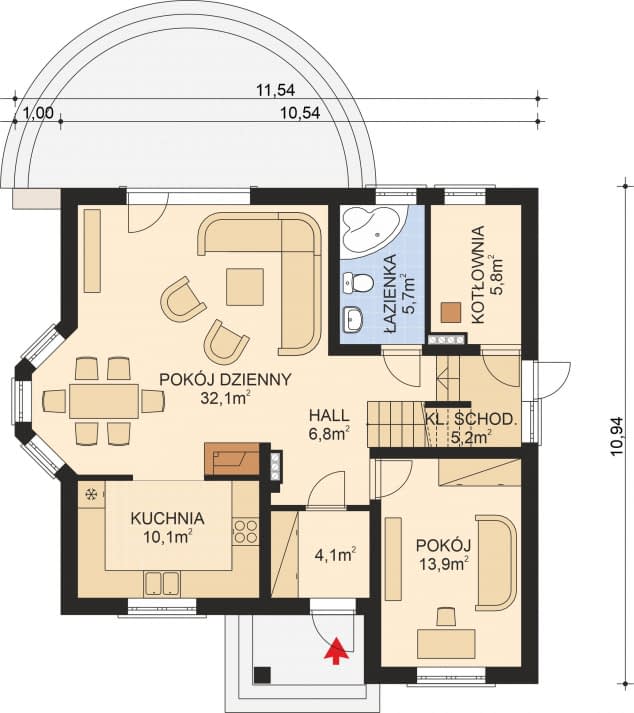 Rzut projektu APS 191 ECO - Parter