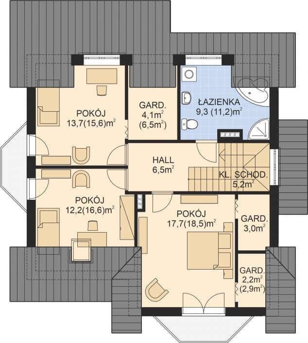 Rzut projektu APS 191 ECO - Poddasze