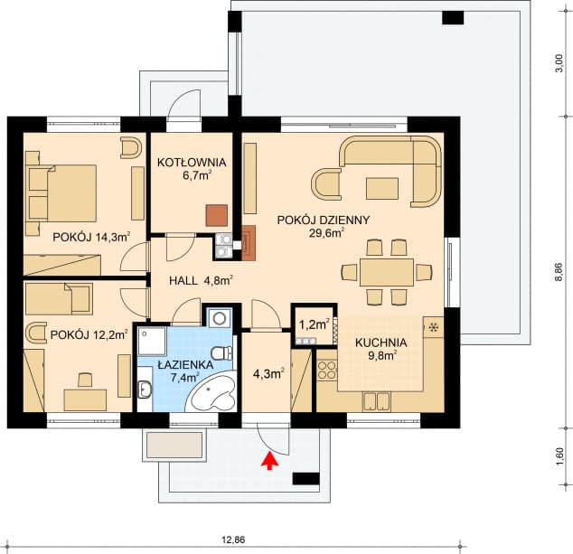 Rzut projektu APS 285 - Parter