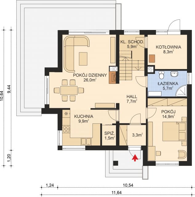 Rzut projektu APS 201 NEW - Parter