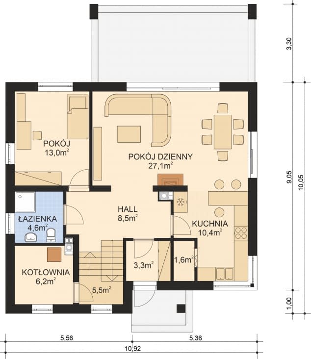 Rzut projektu APS 198 NEW - Parter