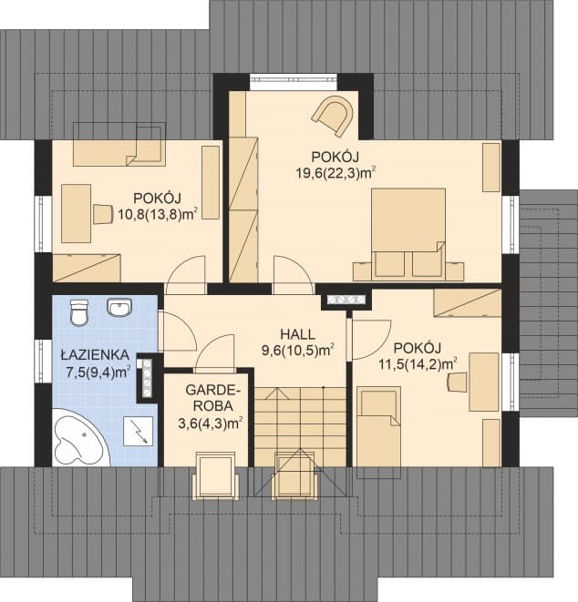 Rzut projektu APS 213 - Poddasze
