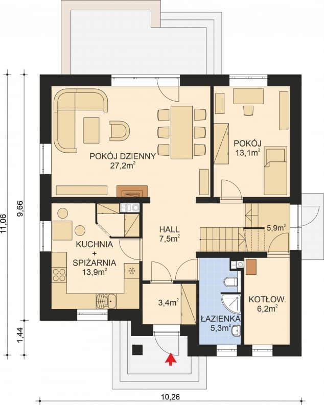 Rzut projektu APS 214 ECO - Parter