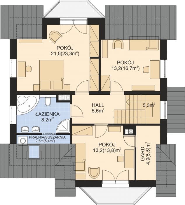 Rzut projektu APS 214 ECO - Poddasze