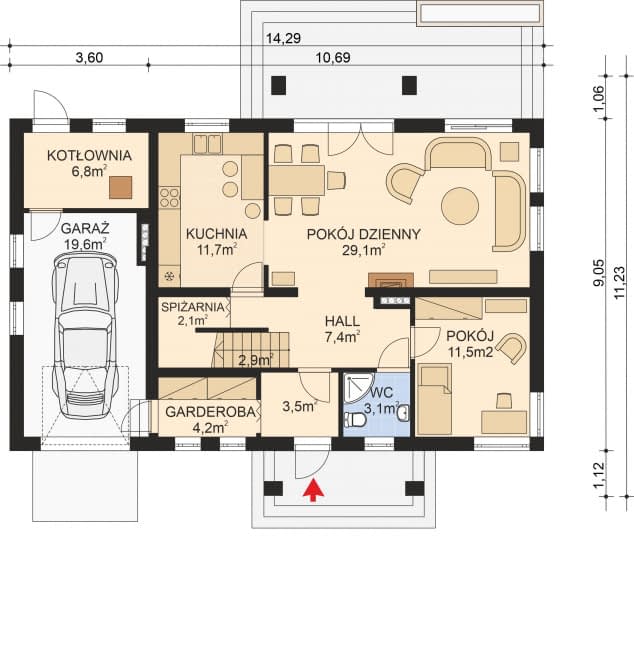 Rzut projektu APS 233 ECO - Parter