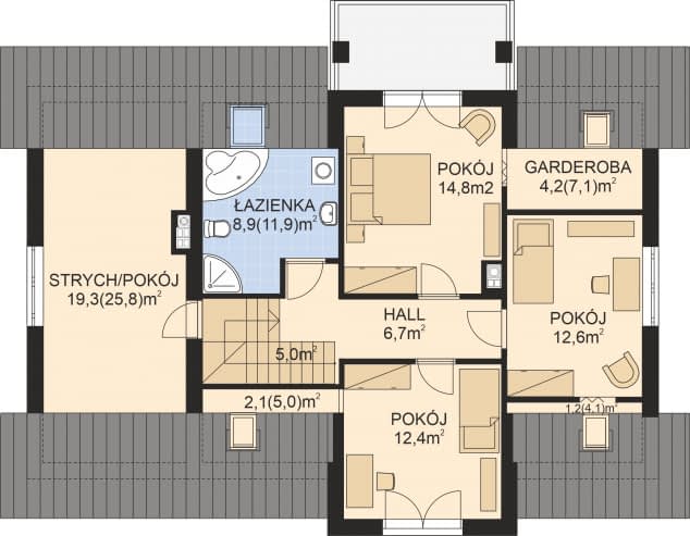 Rzut projektu APS 233 - Poddasze