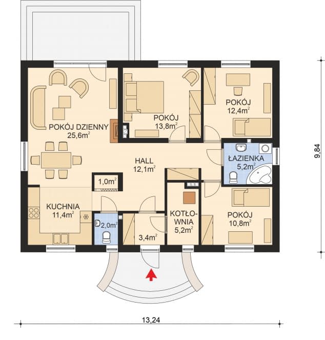 Rzut projektu APS 239 - Parter