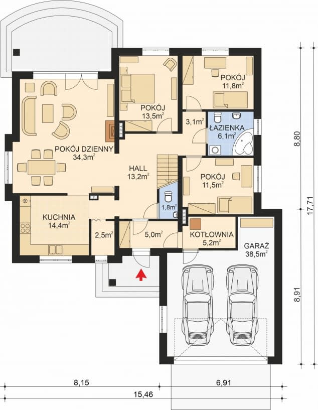 Rzut projektu APS 240 - Parter