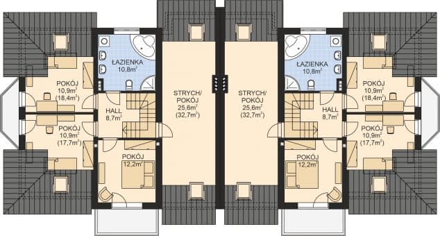 Rzut projektu APS 216 - Poddasze