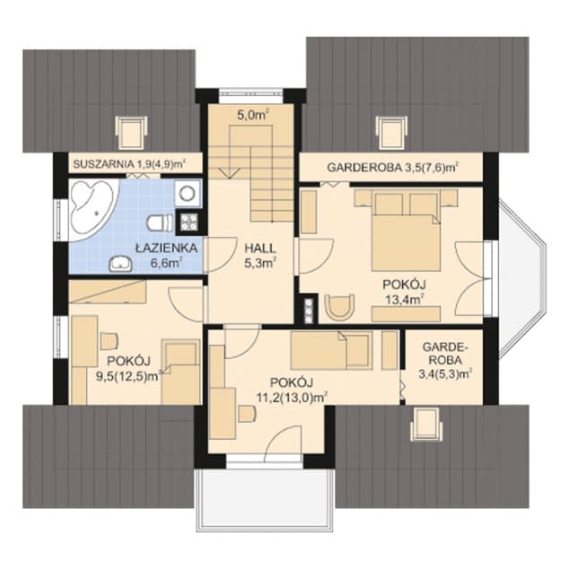 Rzut projektu APS 241 - Poddasze