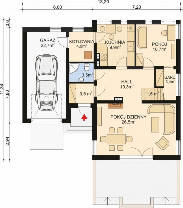 Rzut projektu APS 218 NEW - Parter