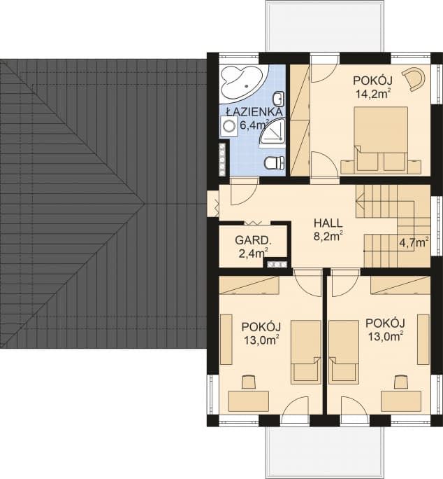 Rzut projektu APS 218 NEW - Piętro