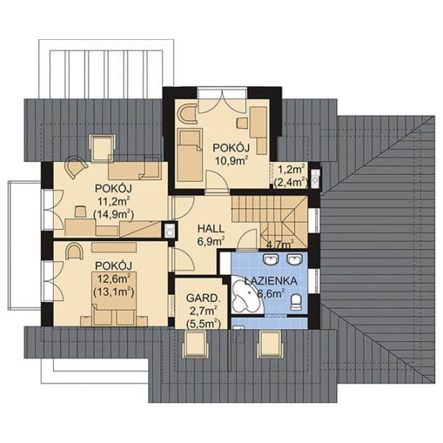 Rzut projektu APS 220 - Poddasze