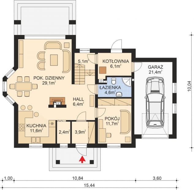 Rzut projektu APS 248 - Parter