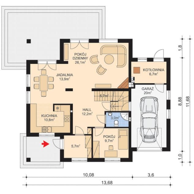 Rzut projektu APS 250 - Parter