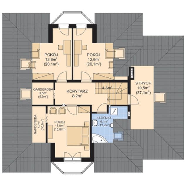 Rzut projektu APS 250 - Poddasze
