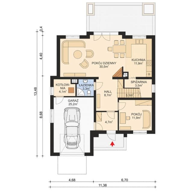 Rzut projektu APS 251 - Parter