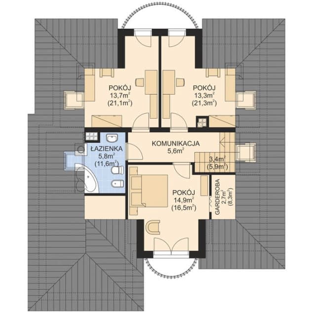 Rzut projektu APS 251 - Poddasze