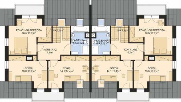 Rzut projektu APS 254 wariant 2 DWULOKALOWY - Poddasze