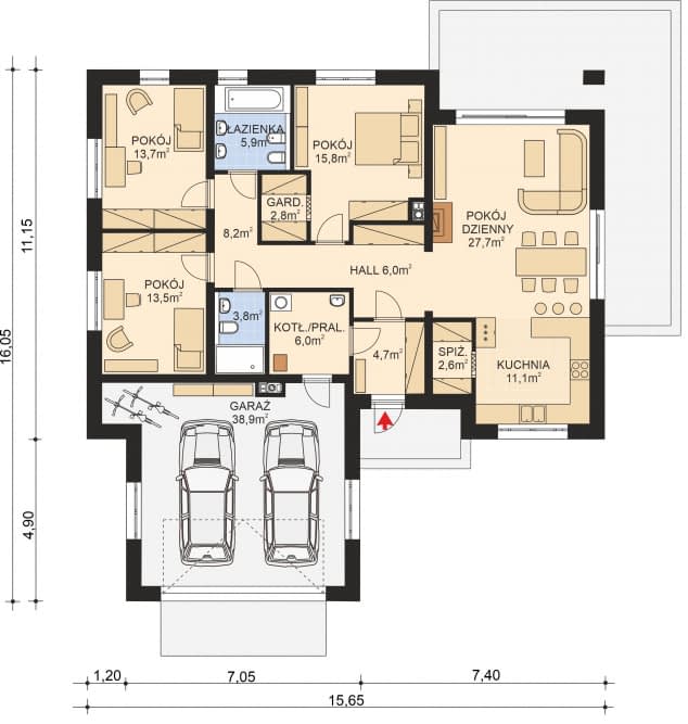 Rzut projektu APS 346 - Parter