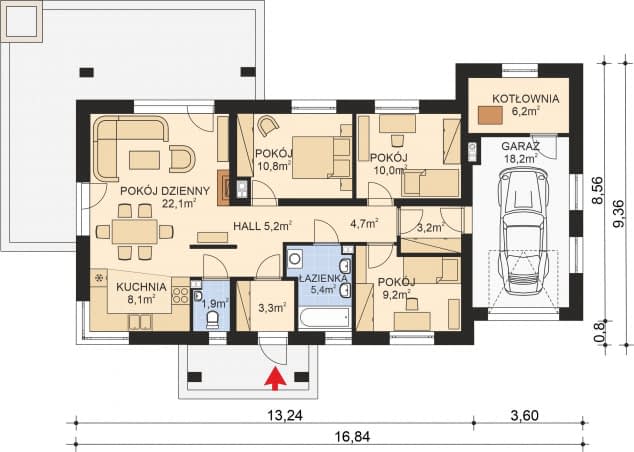 Rzut projektu APS 259 - Parter