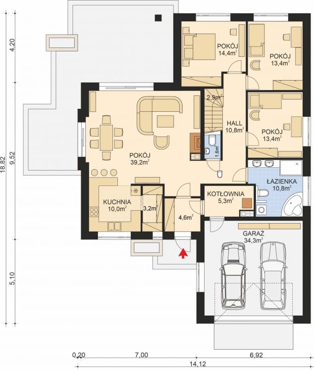 Rzut projektu APS 269 - Parter