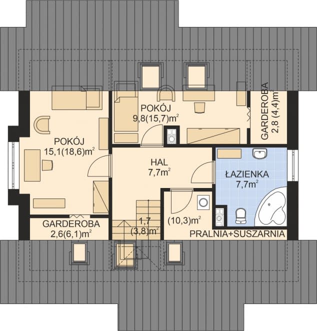 Rzut projektu APS 270 - Poddasze