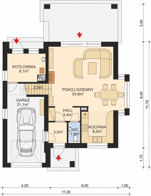 Rzut projektu APS 271 - Parter