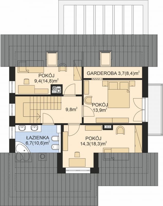 Rzut projektu APS 271 - Poddasze