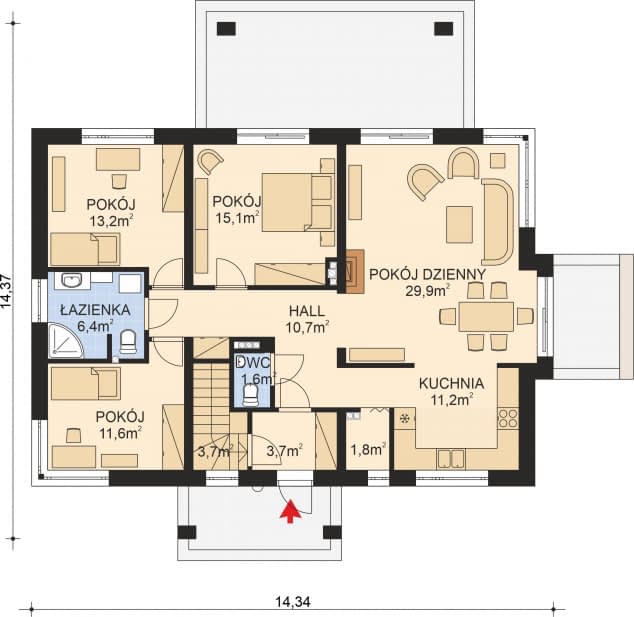 Rzut projektu APS 277 ECO - Parter