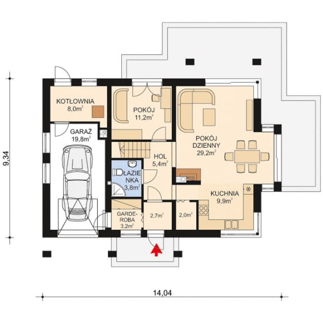 Rzut projektu APS 302 - Parter
