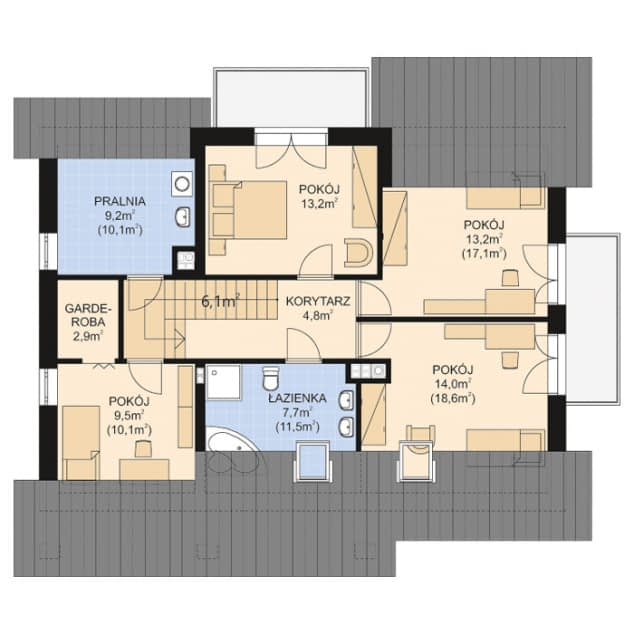 Rzut projektu APS 302 - Poddasze