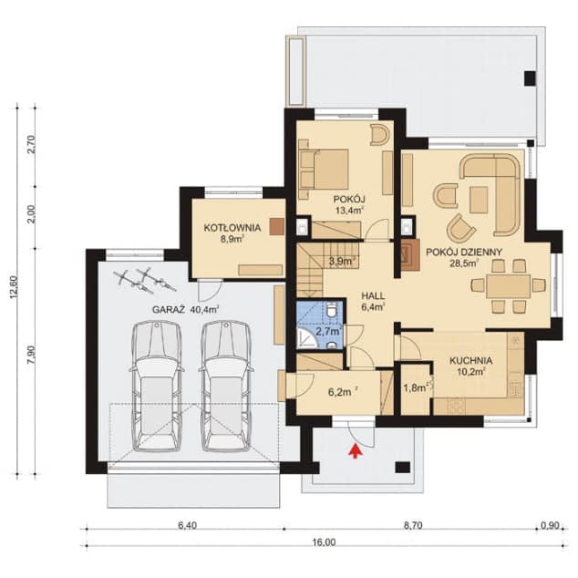 Rzut projektu APS 266 + 2G ECO - Parter