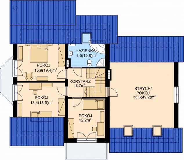 Rzut projektu APS 261 + 2G - Poddasze
