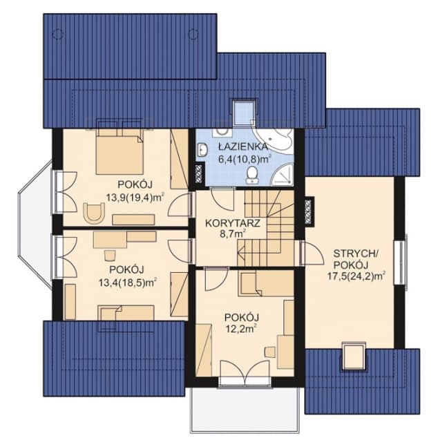 Rzut projektu APS 261 - Poddasze