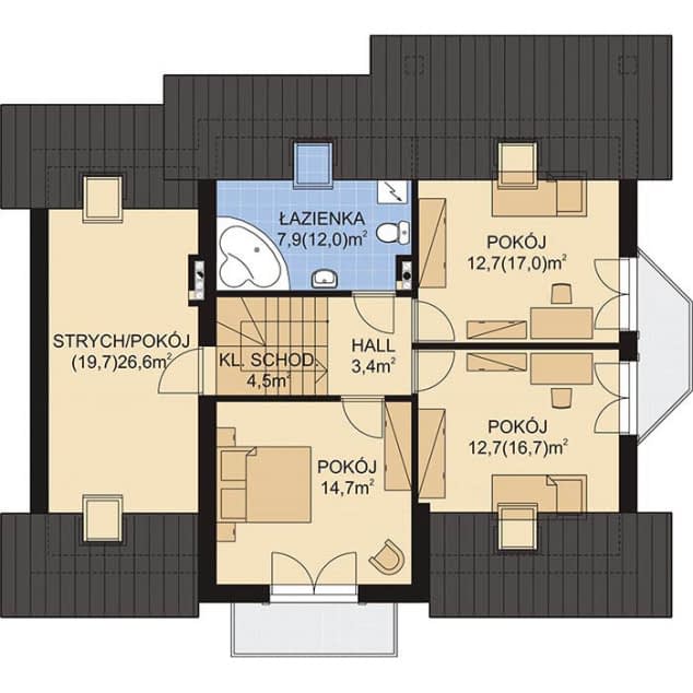 Rzut projektu APS 193 NEW - Poddasze